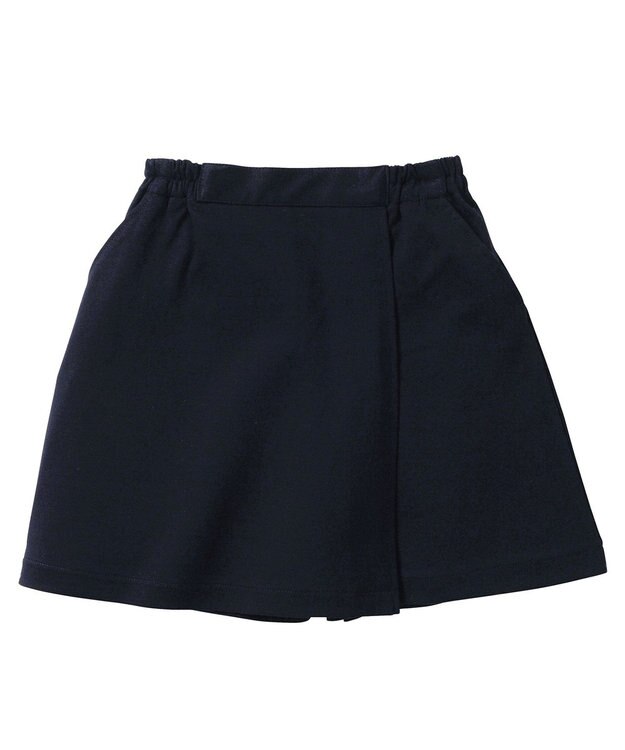MIKI HOUSE HOT BISCUITS 【90-130cm】綿素材の巻きスカート風キュロットスカート 紺