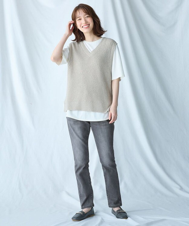 ANY L 【ウエストゴム/ストレッチ】ウルトライージーデニムパンツ グレー