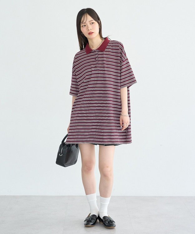 earth music&ecology ラガーポロシャツ Bordeaux