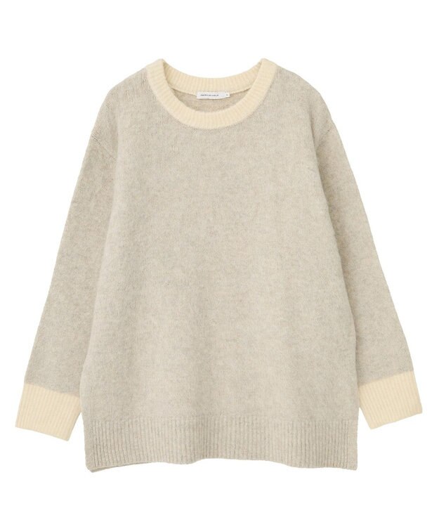 AMERICAN HOLIC 起毛バイカラーニットプルオーバー Beige