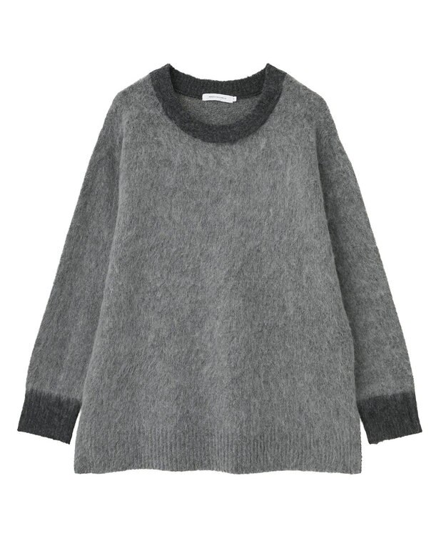 AMERICAN HOLIC 起毛バイカラーニットプルオーバー Charcoal Gray