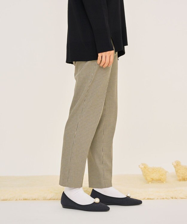 steppi 【洗える/防臭】パール付 メリノウール ポインテッドパンプス チャコールグレー