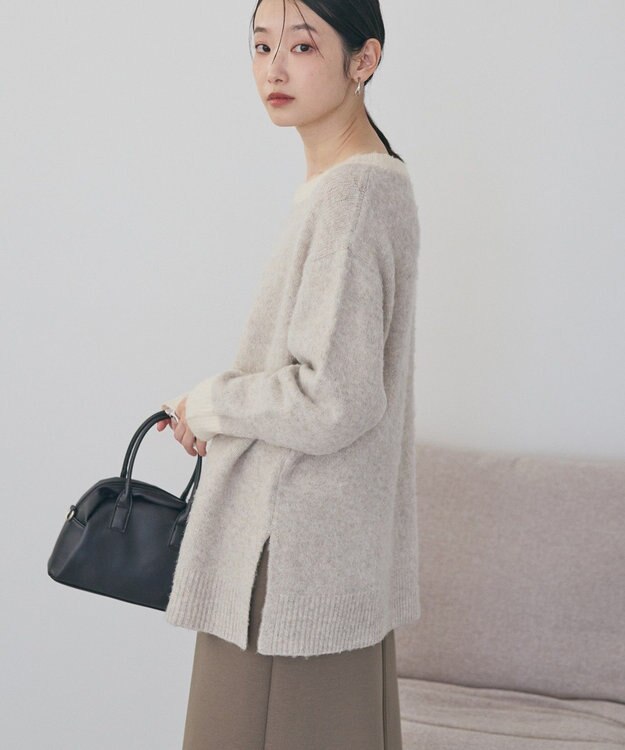 AMERICAN HOLIC 起毛バイカラーニットプルオーバー Beige