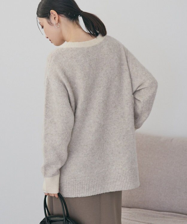 AMERICAN HOLIC 起毛バイカラーニットプルオーバー Beige