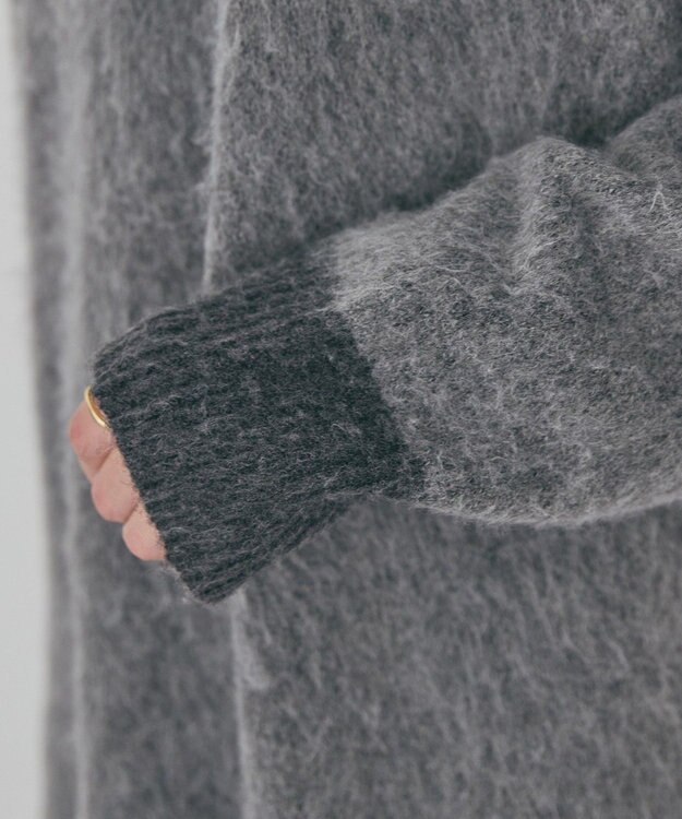 AMERICAN HOLIC 起毛バイカラーニットプルオーバー Charcoal Gray