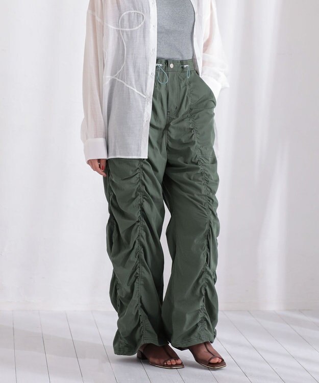 Green Parks ・ＳＵＧＡＲ　ＳＰＯＯＮ　配色ｓｔギャザーパンツ Green