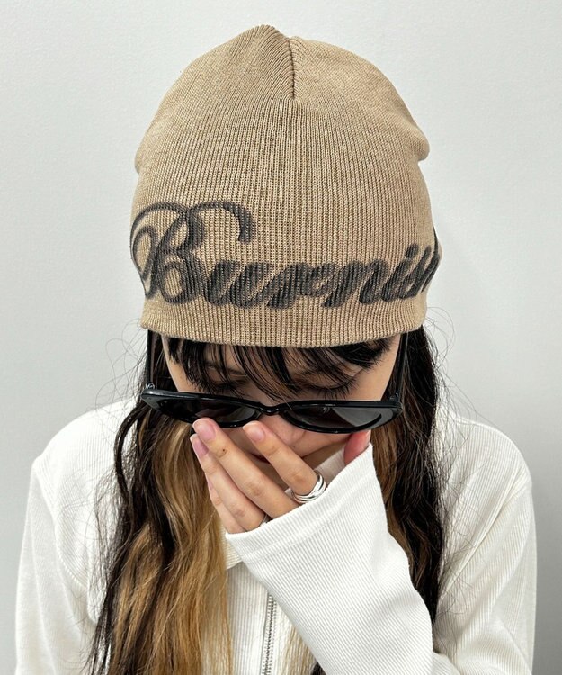 WEGO ロゴプリントシングルニットワッチ ベージュ