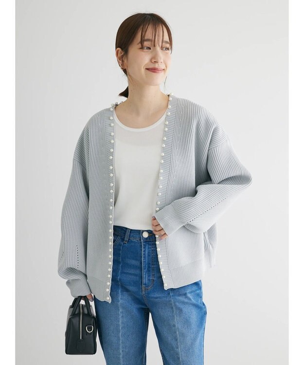 Green Parks ・ＥＬＥＮＣＡＲＥ　ＤＵＥパールトッパーカーディガン Gray