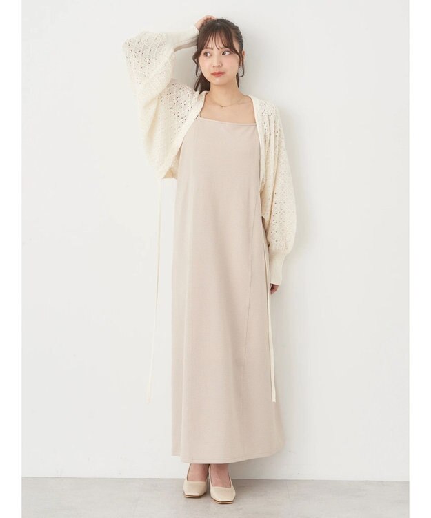 earth music&ecology ＳＥＴ２点　マルチウェイボレロキャミワンピース Beige