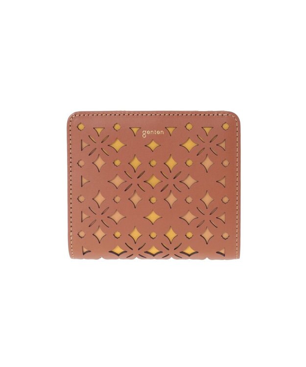 genten クアドリフォリオ 2つ折り財布 ブラウン