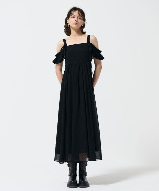 GRACE CONTINENTAL ドットジャガードノースリーブワンピース ブラック