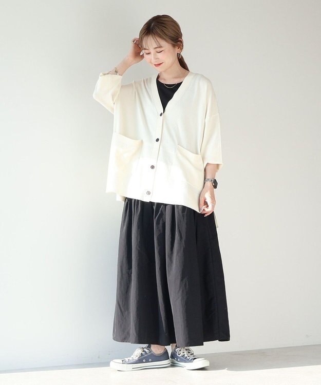 AMERICAN HOLIC バイパチＶネックワイドニットカーディガン Ivory