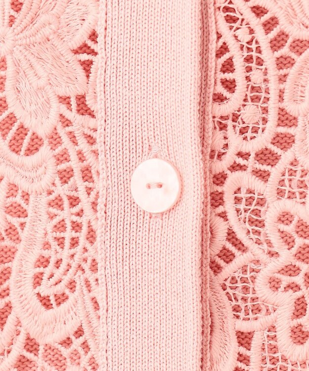 自由区 【洗える】レースコンビニット カーディガン ライトピンク