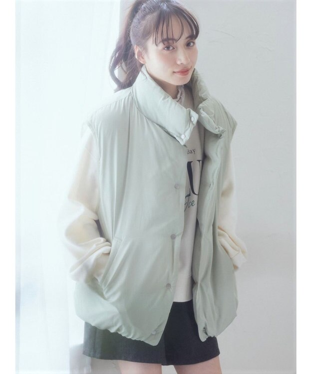 earth music&ecology パファーベスト Light Green