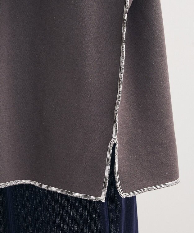 Green Parks 裏起毛配色ステッチロゴチュニック Dark Gray