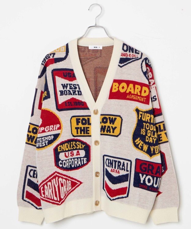 WEGO ルーズフィット総柄カーディガン 柄3