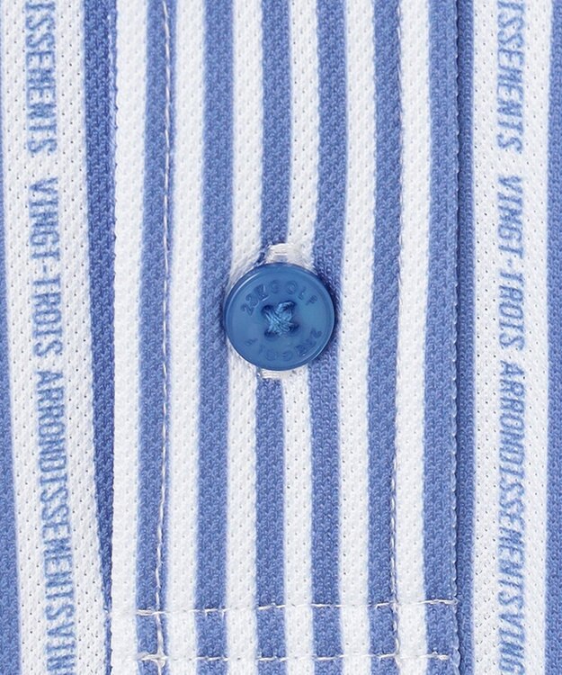 23区GOLF 【MEN】ロゴストライププリント 長袖シャツ サックスブルー系2