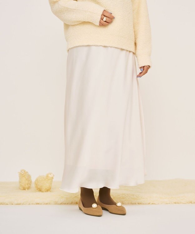 steppi 【洗える/防臭】パール付 メリノウール ポインテッドパンプス ベージュ