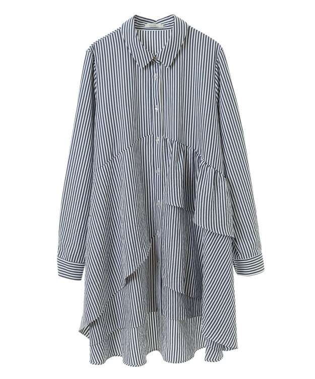 earth music&ecology アシンメトリーティアードチュニック Stripe