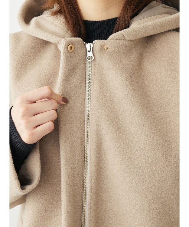 Green Parks ２ｗａｙフード取り外し比翼コート Beige