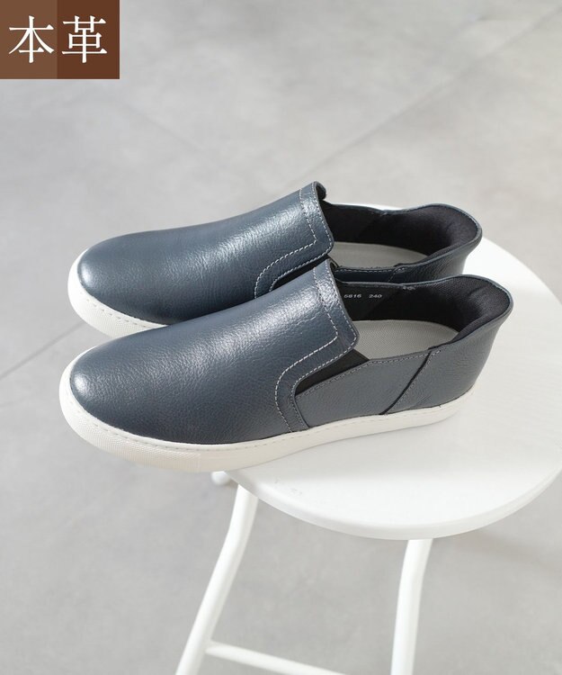 Pointer 本革スライドオンスリッポン ダークネイビー