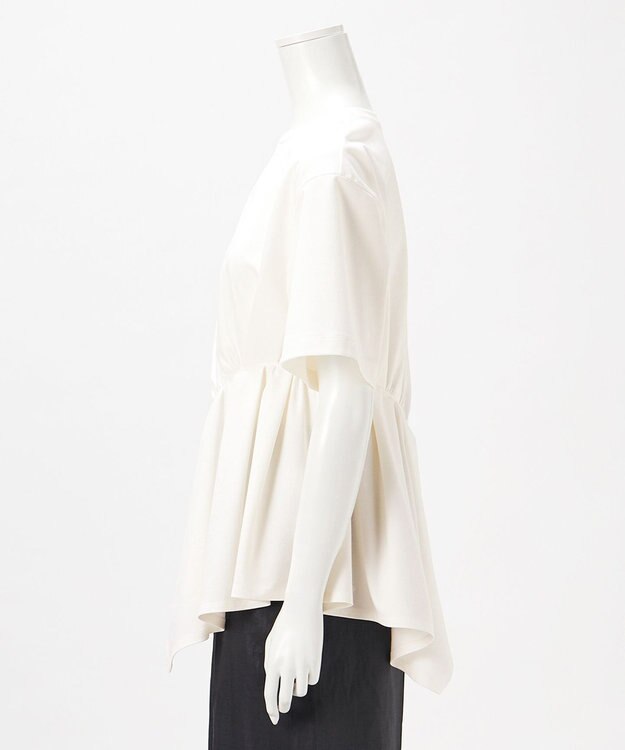 23区 【エステータ】コットンコンプレッシャージャージー タックデザイン カットソー ホワイト系