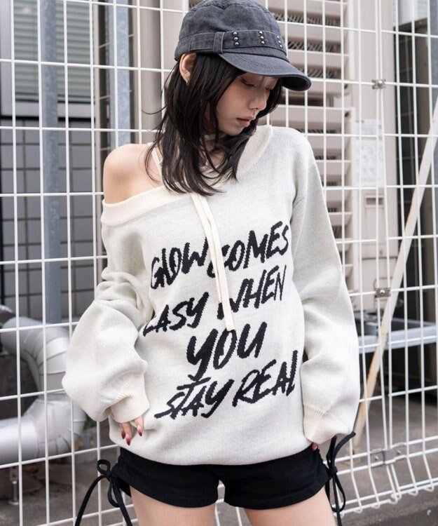 WEGO 2WAYショルダーリボンニット ホワイト