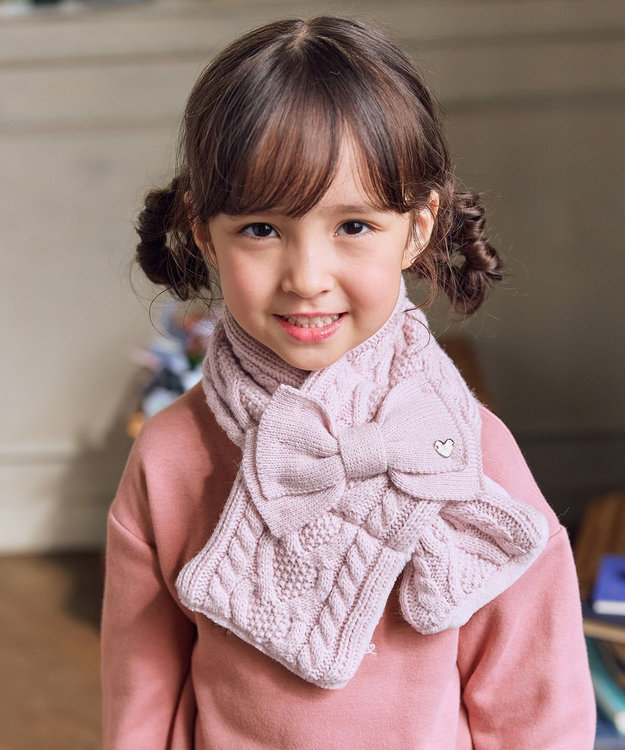 ANY KIDS ケーブルニットマフラー ピンク