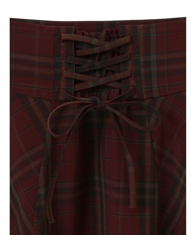 earth music&ecology バックレースアップチェックスカート Bordeaux