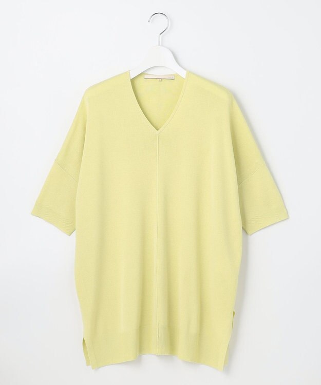 自由区 【新型登場！/WEB限定カラー有】ハイツイストコットンアセテート ニット5分袖 ライトグリーン系