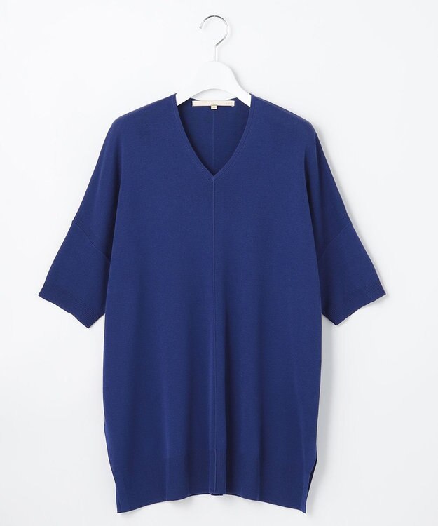 自由区 【新型登場！/WEB限定カラー有】ハイツイストコットンアセテート ニット5分袖 ダルブルー系