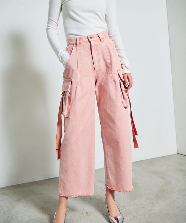 GRACE CONTINENTAL コクーンデニムカーゴパンツ ピンク