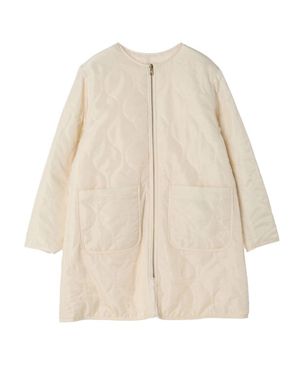 earth music&ecology ファー＆キルティングリバーシブルコート Ivory