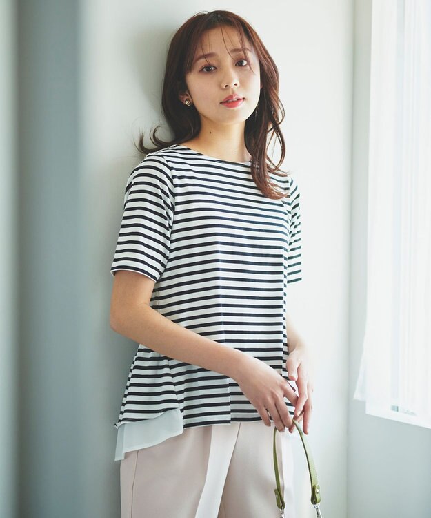 Feroux 【UVケア】バックペプラムチュニック Tシャツ ホワイト系1