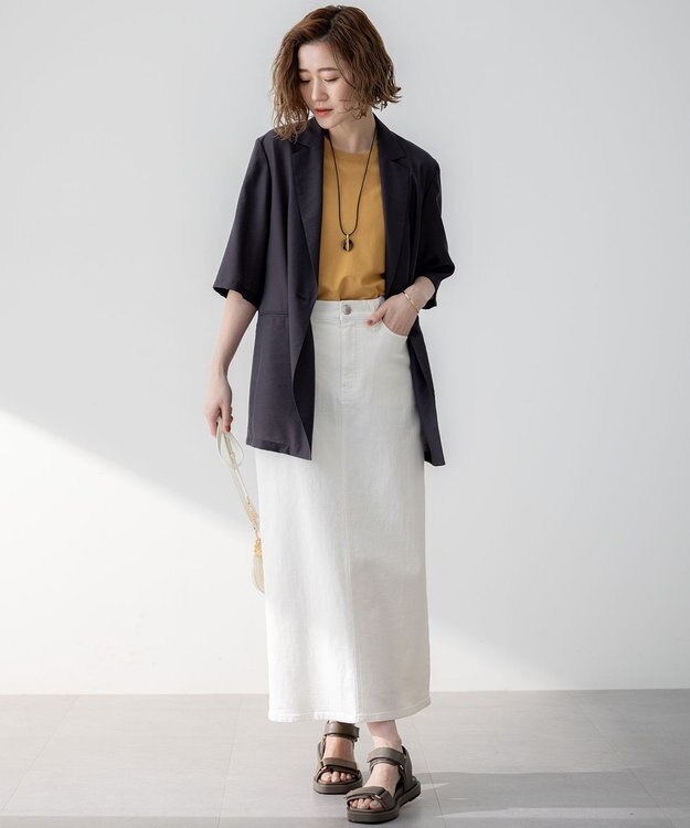 23区 【Oggi3月号掲載/新色追加/洗える】23区DENIM ストレッチ デニムスカート ホワイト系