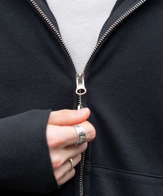 WEGO 【ユニセックス着用ITEM/MLサイズ展開】コンパクトフィットダブルZIPパーカー ブラック