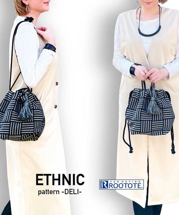ROOTOTE 1241【巾着タイプ】LT.デリ.エスニックパターン-A 01：プレイド