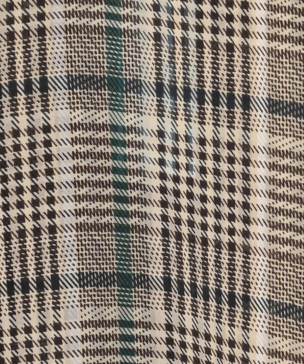 組曲 【洗える】シアーチェック 半袖ブラウス ベージュ系5