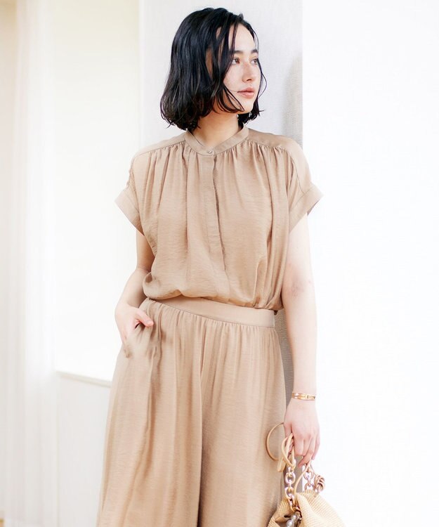 UNFILO 【撥水】ヴィンテージライク ブラウス サンドベージュ