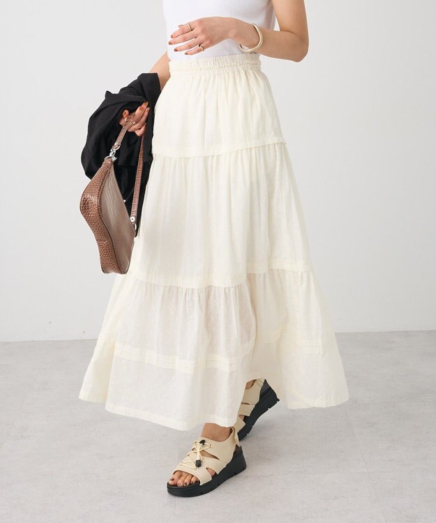 CRAFT STANDARD BOUTIQUE インド綿ドット刺繍スカート Ivory