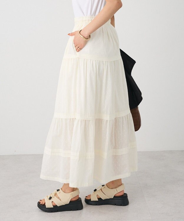 CRAFT STANDARD BOUTIQUE インド綿ドット刺繍スカート Ivory