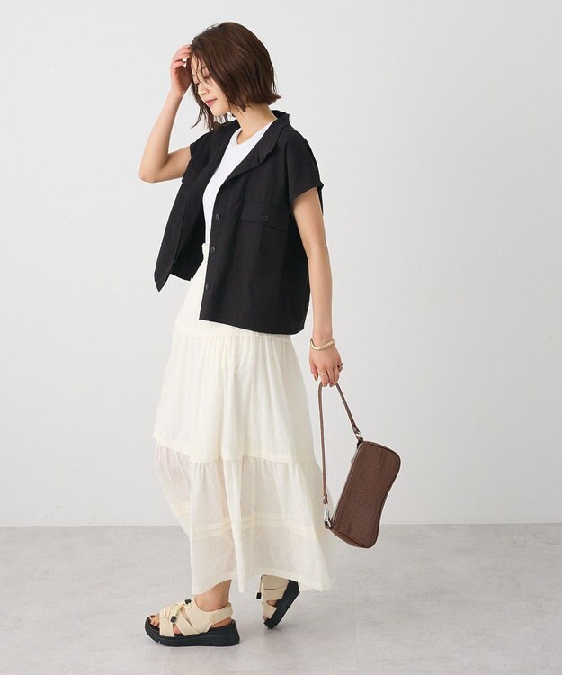 CRAFT STANDARD BOUTIQUE インド綿ドット刺繍スカート Ivory