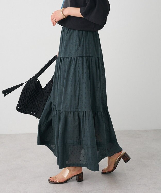 CRAFT STANDARD BOUTIQUE インド綿ドット刺繍スカート Green