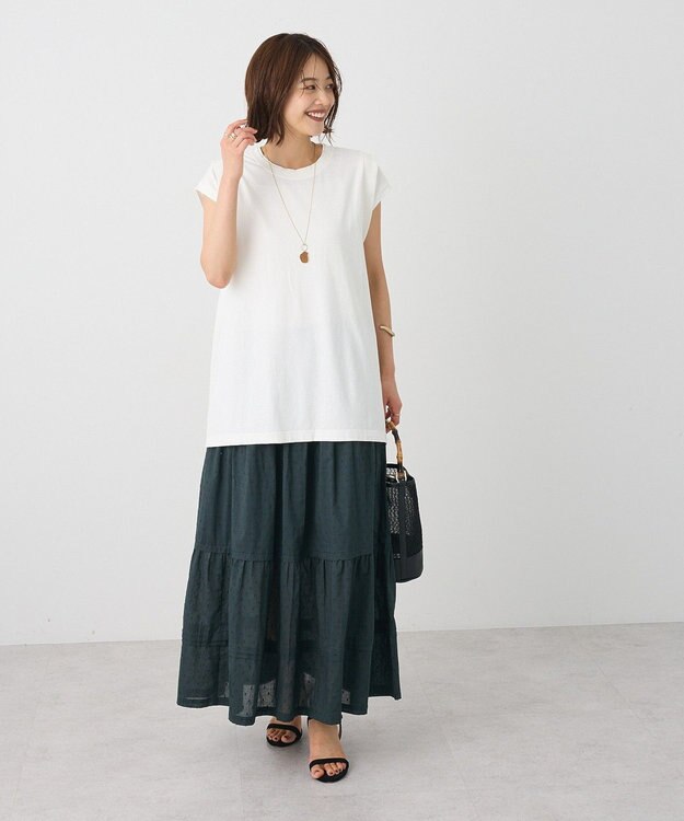 CRAFT STANDARD BOUTIQUE インド綿ドット刺繍スカート Green