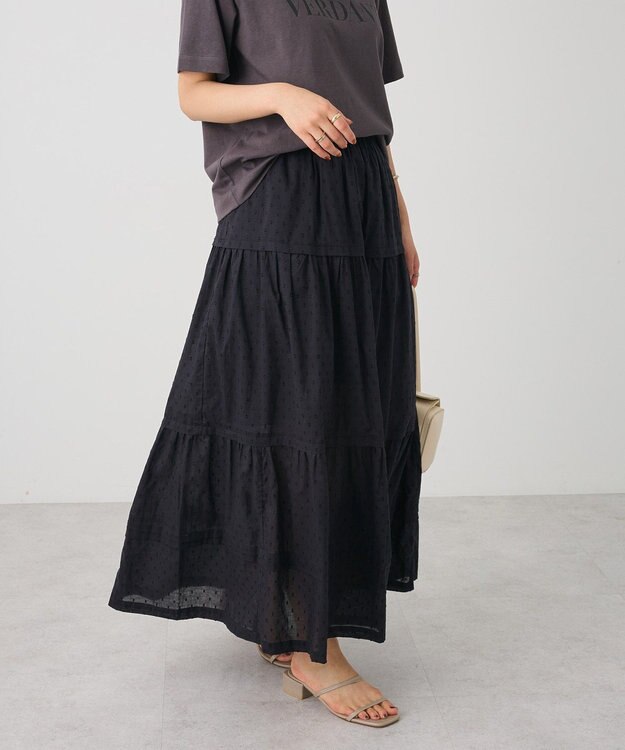 CRAFT STANDARD BOUTIQUE インド綿ドット刺繍スカート Black