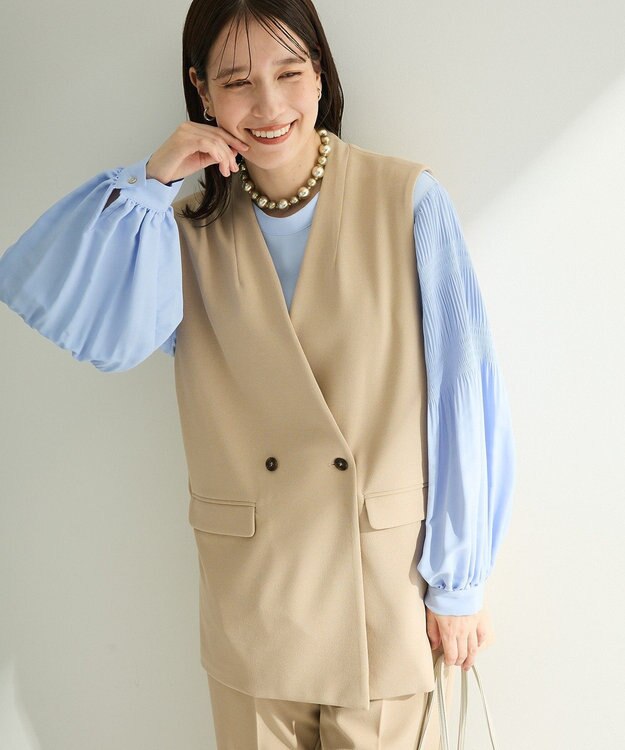 Green Parks Ｏ．洗えてストレッチ　Ｗボタンベスト Light Beige