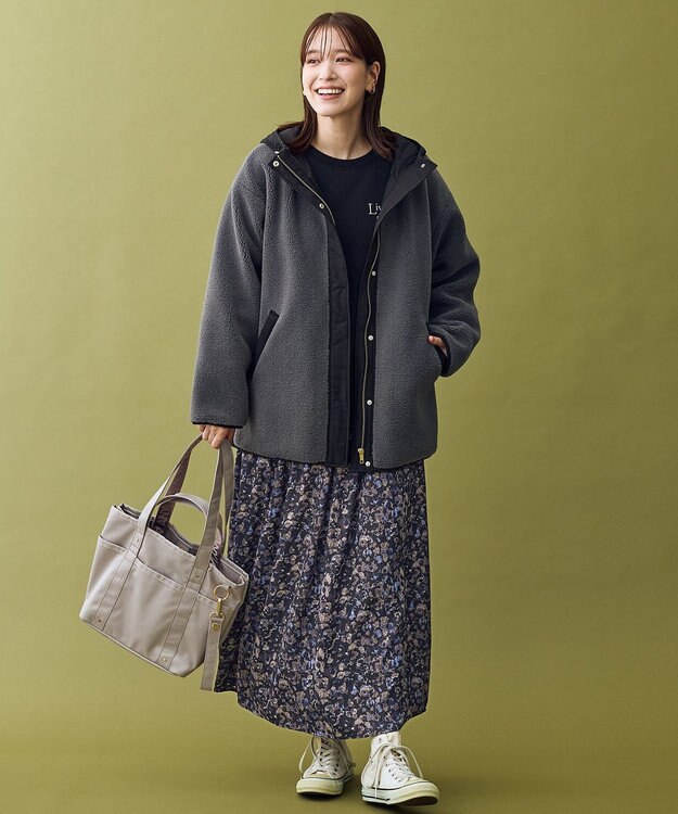 ANY 【LEE掲載】ボアコート チャコール×ブラック