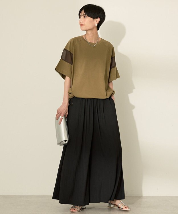 AMERICAN HOLIC (選べる丈２サイズ)接触冷感ギャザースカーチョ【WEB限定カラー有り】 Black