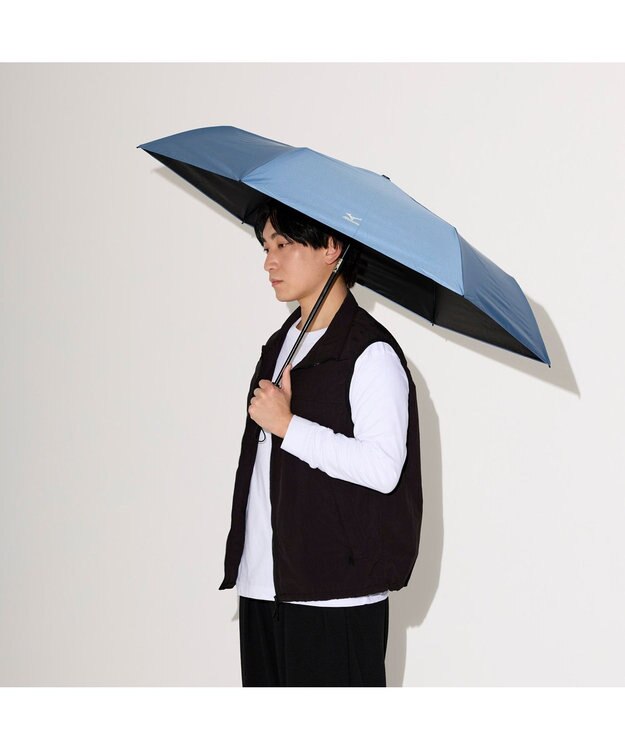 MOONBAT 【WEB限定】MIZUNO  (ミズノ) 無地 ロゴ 日傘 折りたたみ傘 自動開閉 1プッシュ パラソル 晴雨兼用  軽量 一級遮光 遮熱効果 遮光率100% UV遮蔽100% ターコイズブルー