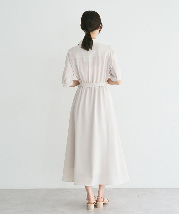 YECCA VECCA 【接触冷感】ベルト付きシャツワンピース Light Beige
